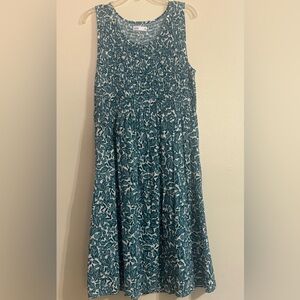 Croft & Barrow Teal Patterned Sleeveless Smocked Midi Dress